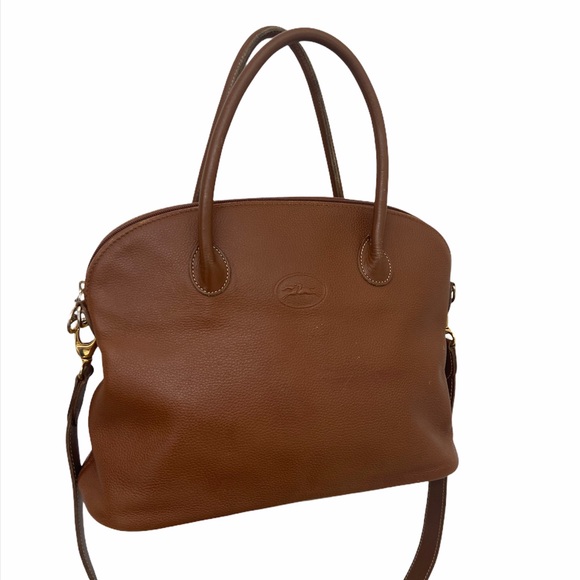 Longchamp Leather Au Sultan Dome Satchel Brown